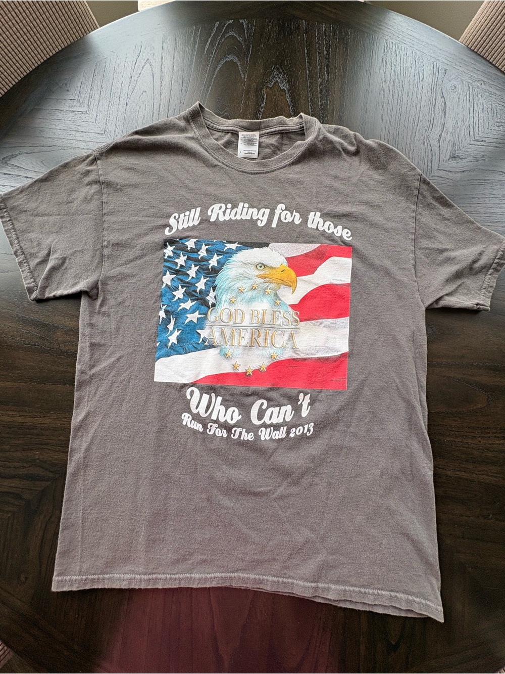 Vintage Run For The Wall 2013 God Bless America Eagle Biker T Shirt Large